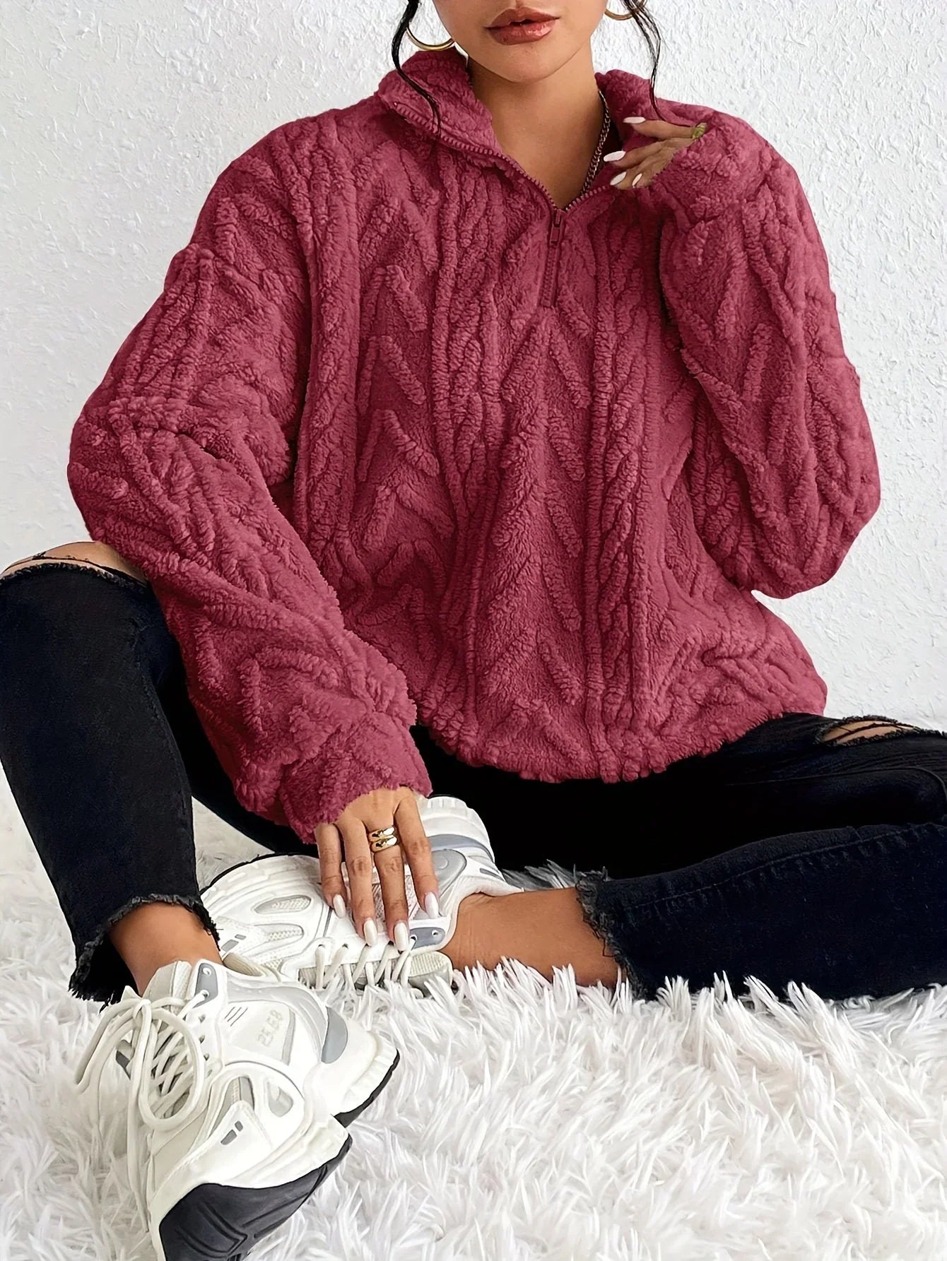 Plush Knit Fleece Pullover