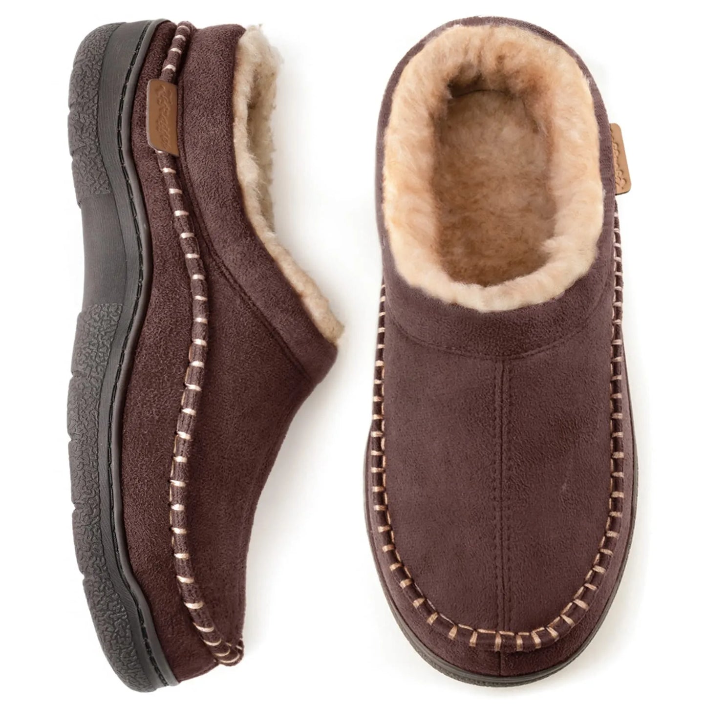 Men's Non-Slip Plush Slip-On Loafers: Warm & Wide Toe