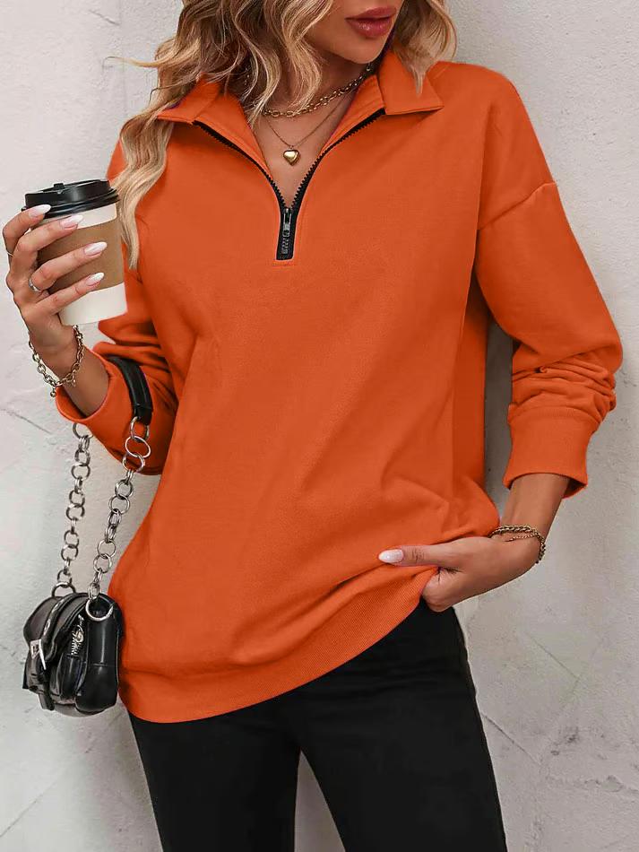 Women's Zip-Up Dropped Shoulder Sweatshirt