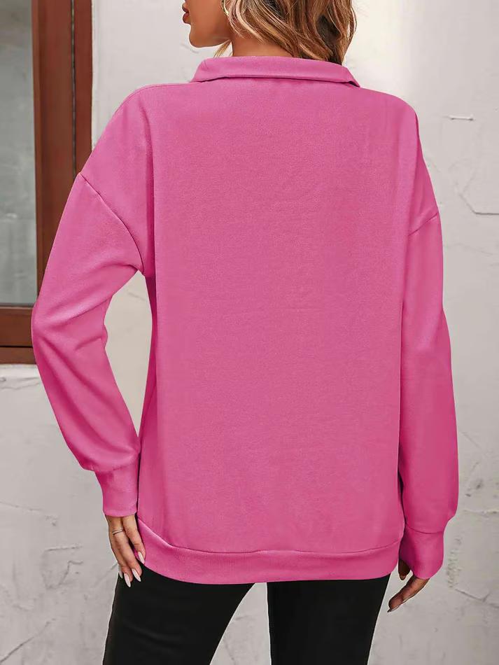 Women's Zip-Up Dropped Shoulder Sweatshirt