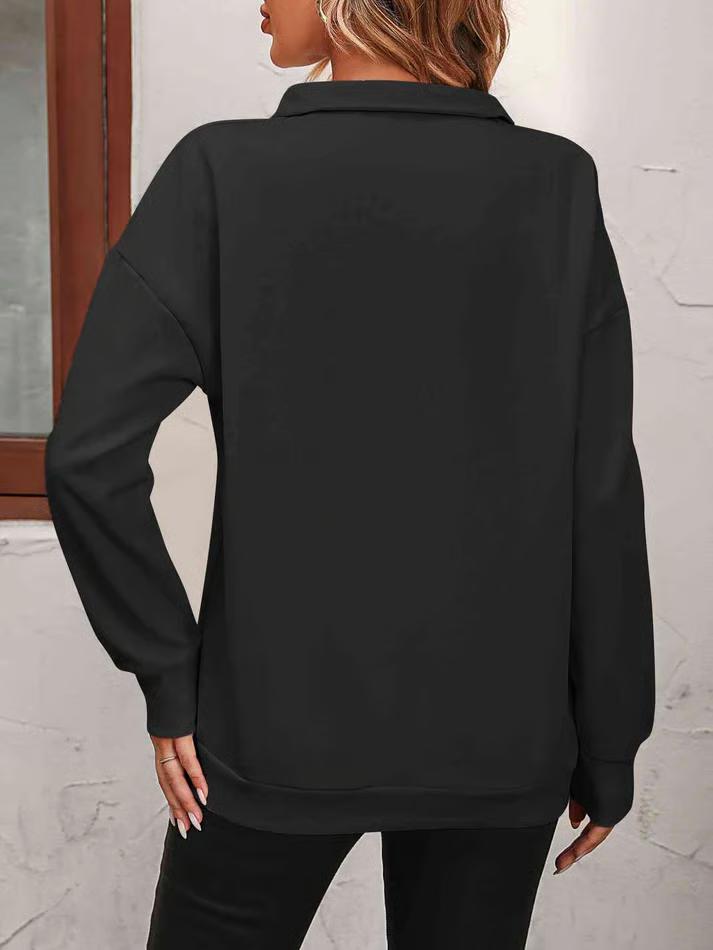 Women's Zip-Up Dropped Shoulder Sweatshirt