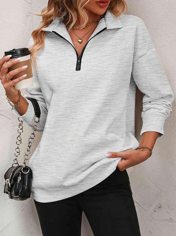 Women's Zip-Up Dropped Shoulder Sweatshirt